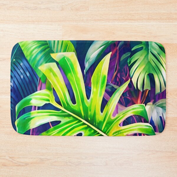 Item preview, Monstera & banana leaves tropical leaves neon designed and sold by Ascooepics.