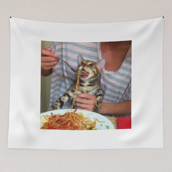 Aperçu de l'œuvre Chat qui mange des spaghettis créée et vendue par ALAEEDDINEBHM.