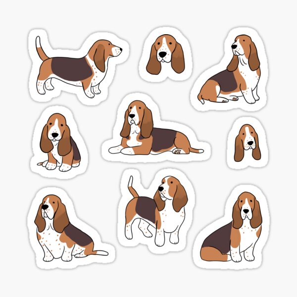 Artikel-Vorschau von Basset Hound-Illustrationspaket, designt und verkauft von Yarafantasyart.