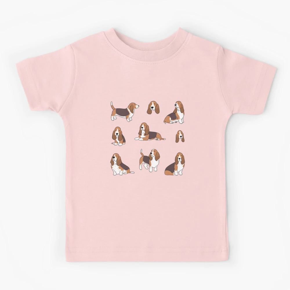 basset hound illustration pack Kids T Shirt for Sale by Yarafantasyart Redbubble