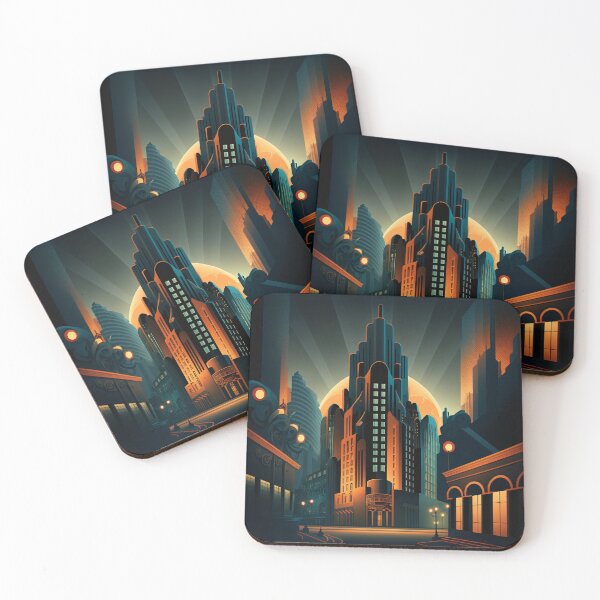 Item preview, Art Deco Style Cityscape designed and sold by TheArtfulAI.