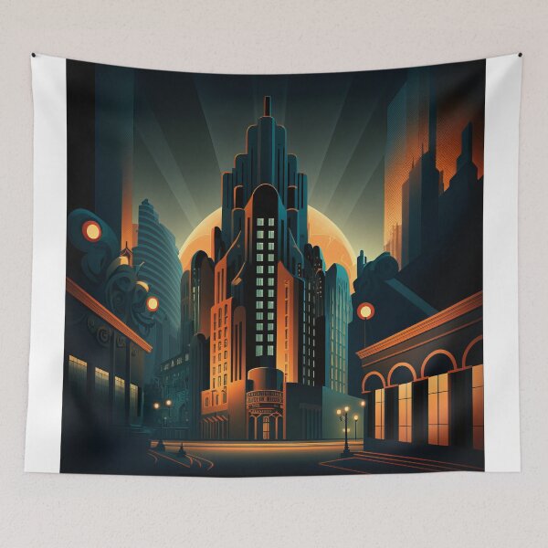 Item preview, Art Deco Style Cityscape designed and sold by TheArtfulAI.