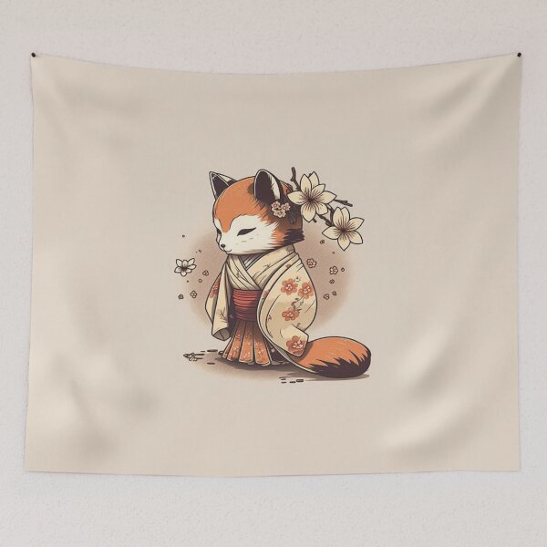 Item preview, Retro Cute Japanese Fox designed and sold by Evening Twilight.