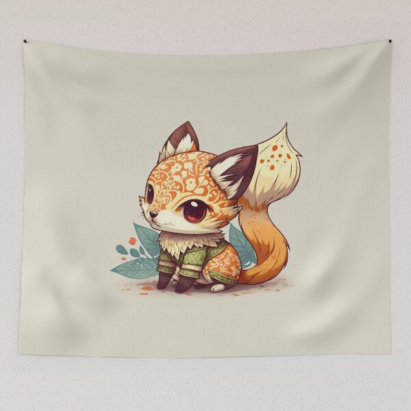 Item preview, Retro Cute Japanese Fox designed and sold by Evening Twilight.