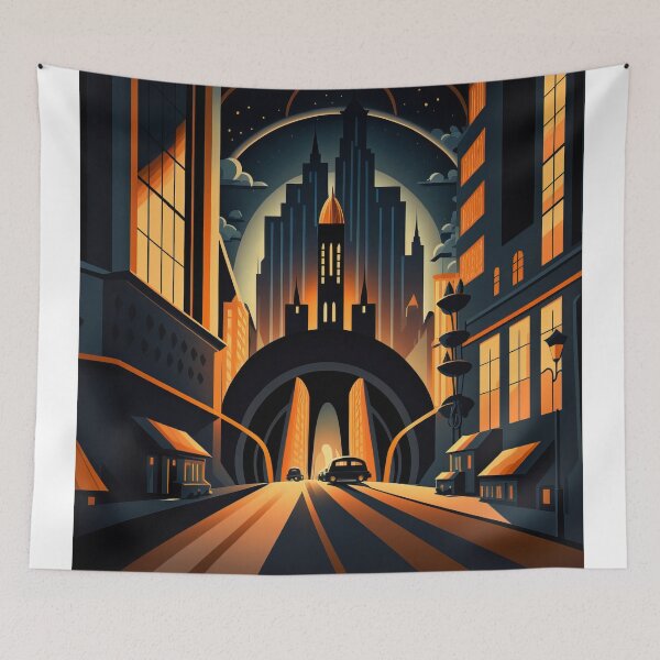 Item preview, Art Deco Style Cityscape designed and sold by TheArtfulAI.