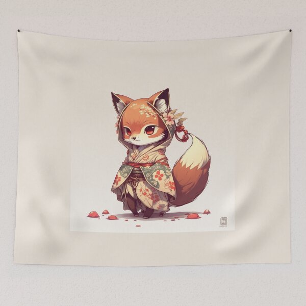 Item preview, Retro Cute Japanese Fox designed and sold by Evening Twilight.