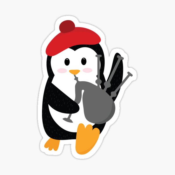 Penguin the Scottish Bagpipes Player National Tartan Day Sticker