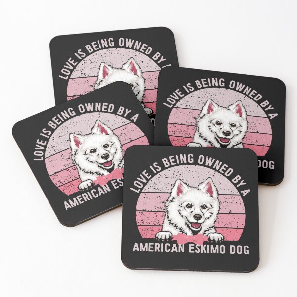 Item preview, American Eskimo Dog Love Pink Vintage Sunset Valentine designed and sold by Cuddlythopia.