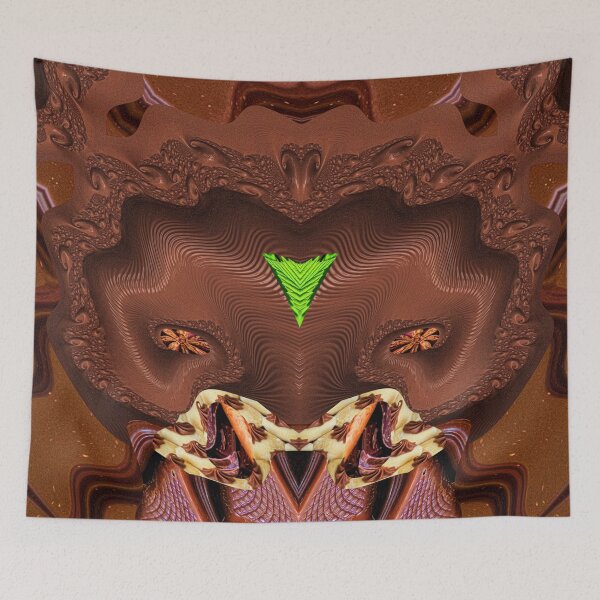 Item preview, *FUNNY ABSTRACT PAINTING ALIEN TRIBAL FACE CHOCOLATE MIXTURE MINT GREEN WITH STARRY GREEN ANISE* designed and sold by Ralek.