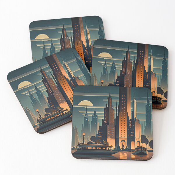 Item preview, Art Deco Style Cityscape designed and sold by TheArtfulAI.