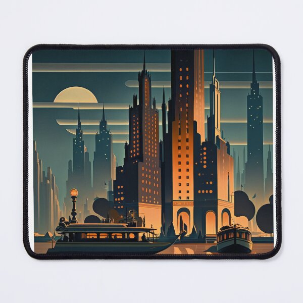 Item preview, Art Deco Style Cityscape designed and sold by TheArtfulAI.
