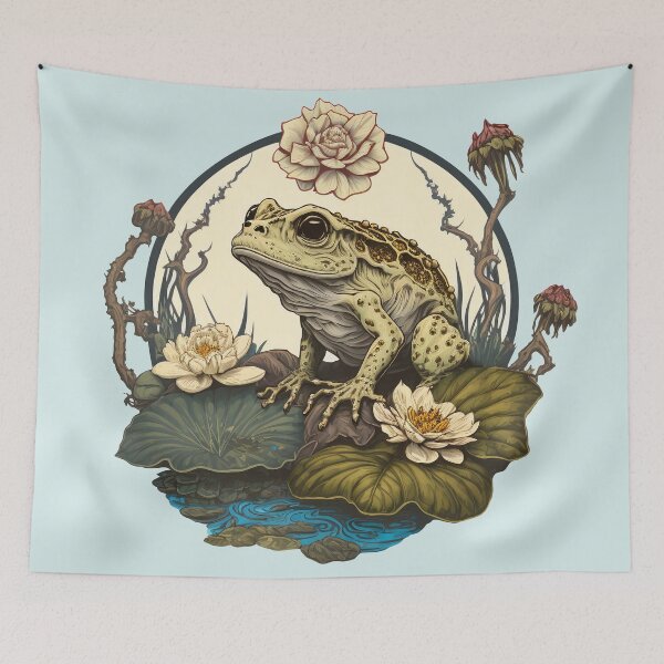 Item preview, frog in flowers designed and sold by noirshop.