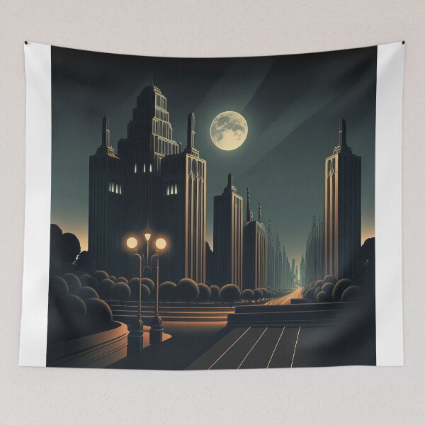 Item preview, Art Deco Style Cityscape designed and sold by TheArtfulAI.