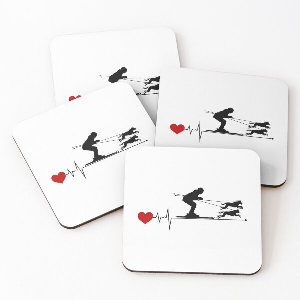 Item preview, Dog Skijoring Skiing Winter Sport Heartbeat Pulse designed and sold by CuteDesigns1.