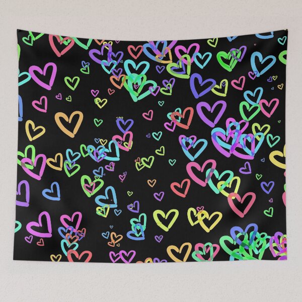 Item preview, Rainbow Hearts - black background designed and sold by FinapplePudding.