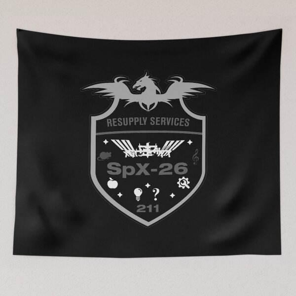 Item preview, SpaceX CRS-26 mission patch - Black and white designed and sold by trendistudio.