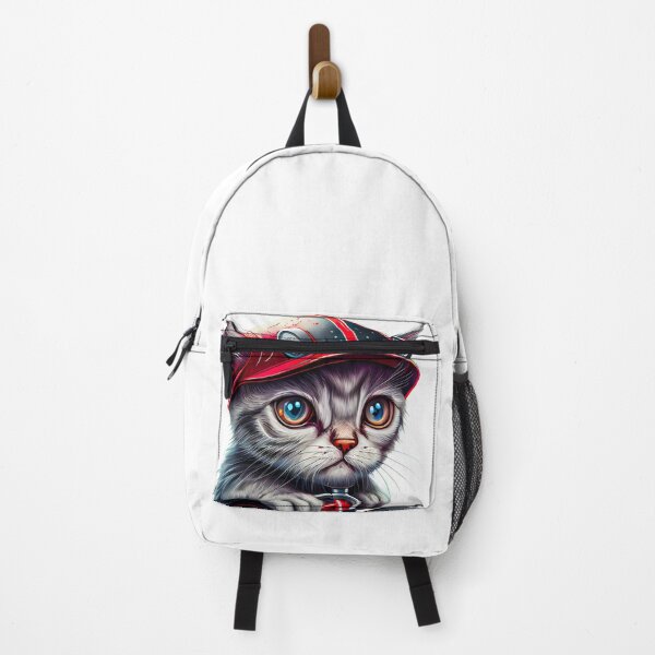Item preview, Mischievous kitten with red helmet, riding bicycle designed and sold by TheBrainArt.