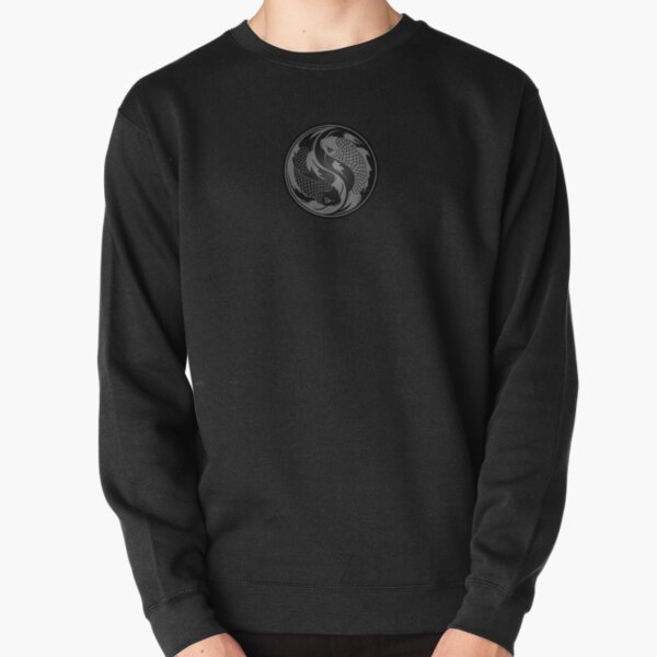Gray and Black Yin Yang Koi Fish Pullover Sweatshirt