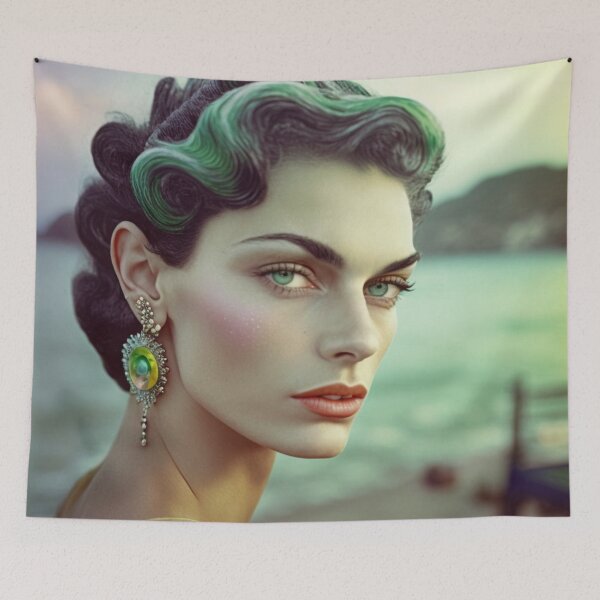 Item preview, Woman portrait, retro, futuristic designed and sold by jsebouvi.