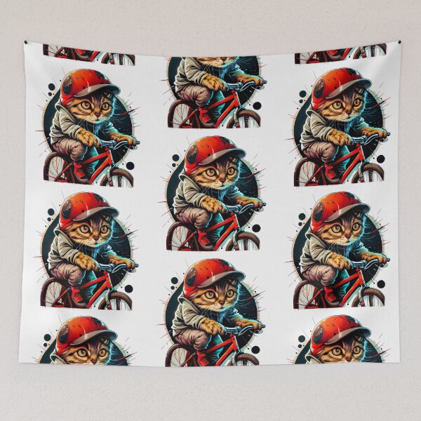 Item preview, Another mischievous kitten with red helmet, riding bicycle. designed and sold by TheBrainArt.