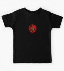 Red and Black Yin Yang Koi Fish Kids Tee
