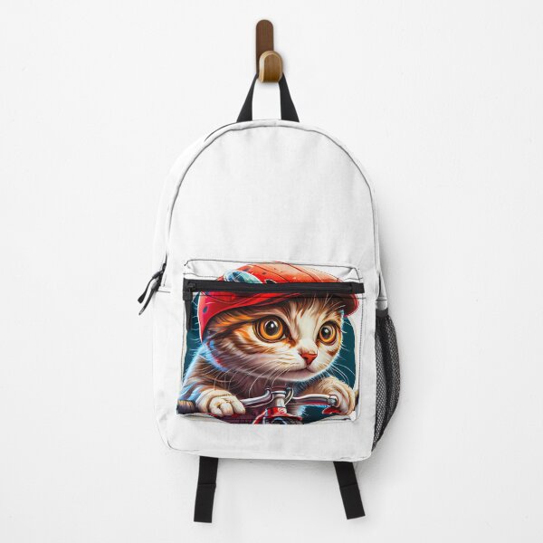 Item preview, Naughty mischievous kitten with red helmet, riding bicycle. designed and sold by TheBrainArt.
