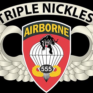 Artwork thumbnail, Army - Airborne Badge - 555th Parachute Infantry Bn - SSI w Triple Nickles Tab X 300 by Military Insignia Products