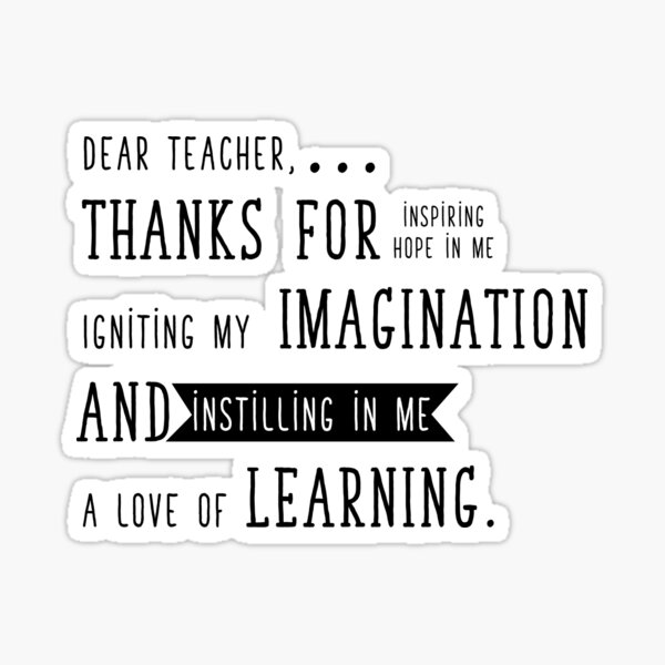 Teacher Thank you for everything Sticker