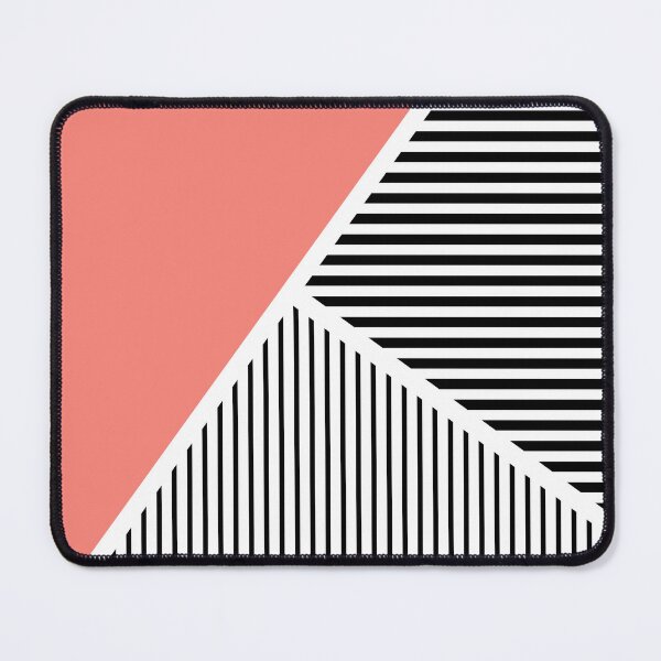 Item preview, Black and white stripes with coral pink triangle designed and sold by BattaAnastasia.