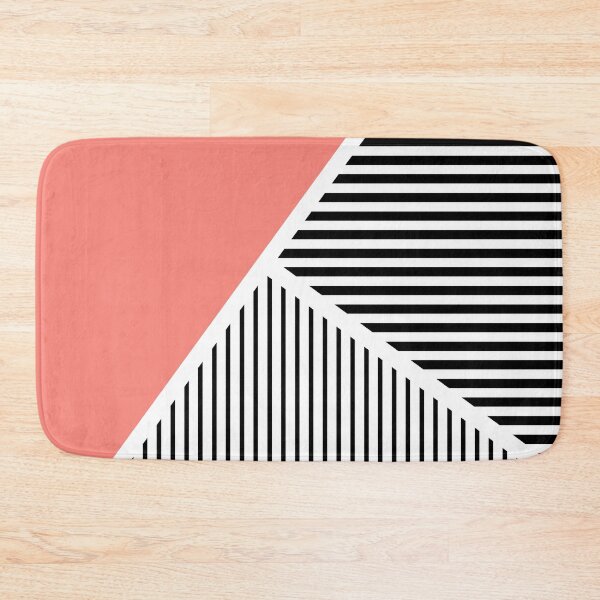 Item preview, Black and white stripes with coral pink triangle designed and sold by BattaAnastasia.