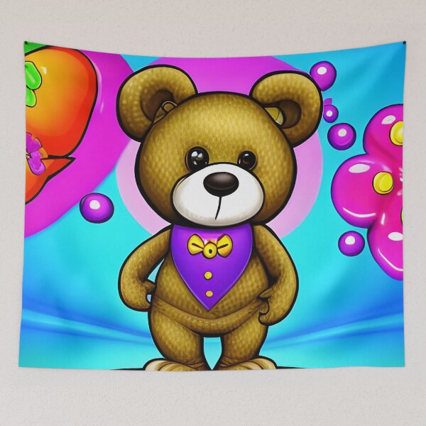 Item preview, Cute teddy bear in colorful wonderland designed and sold by Dalive.