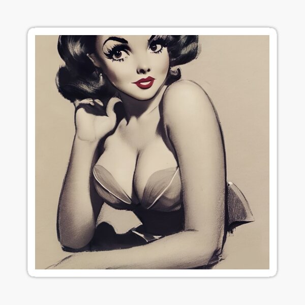 Contemplating Pinup Girl Sticker For Sale By Cutestpinups Redbubble 1698