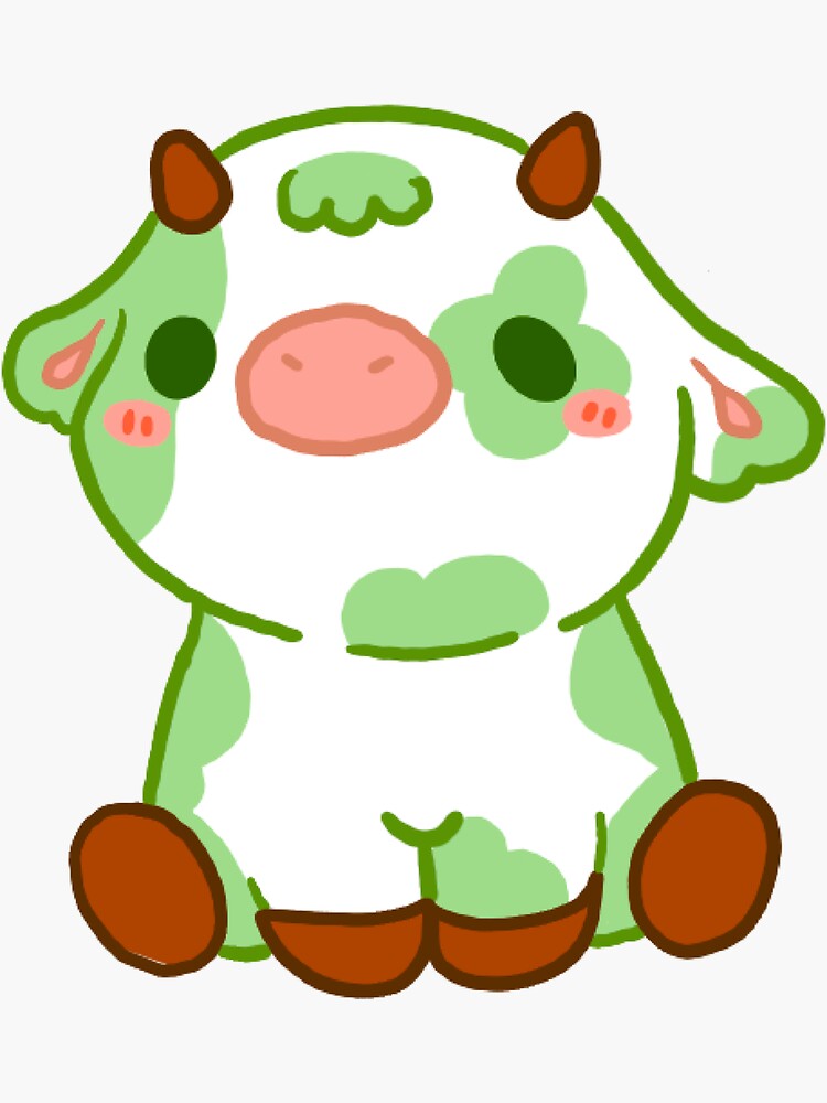 Cute cow, green cow, kawaii cow  Photographic Print for Sale by CastiloART