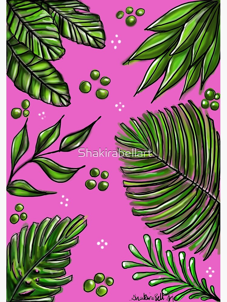 "Pink and green monstera" Poster by Shakirabellart Redbubble
