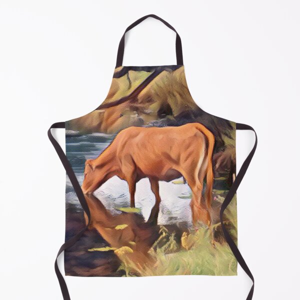 Item preview, Relaxing Brown farm cow takes a drink by the lake designed and sold by FarmsteadAcers.