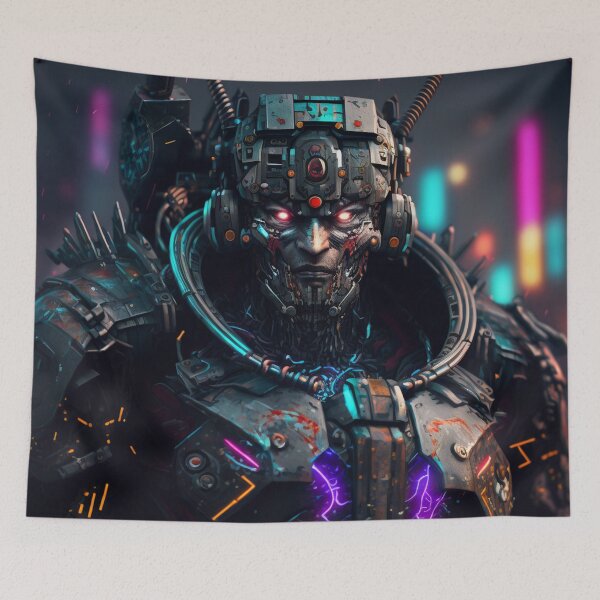 Artikelvorschau, Cyberpunk Cool Leinwanddruck Bunte moderne digitale Kunst entworfen und verkauft von Acnologiaa.