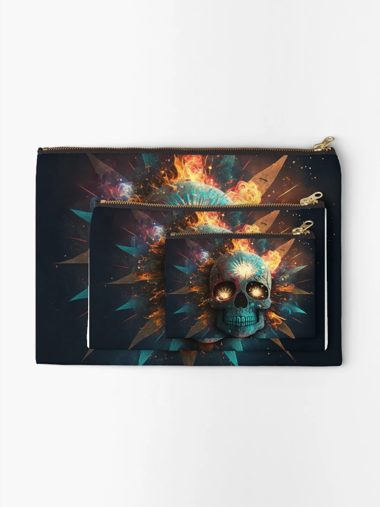 Thumbnail 2 of 4, Zipper Pouch, Exploding Skull 1 designed and sold by FreeBot99.