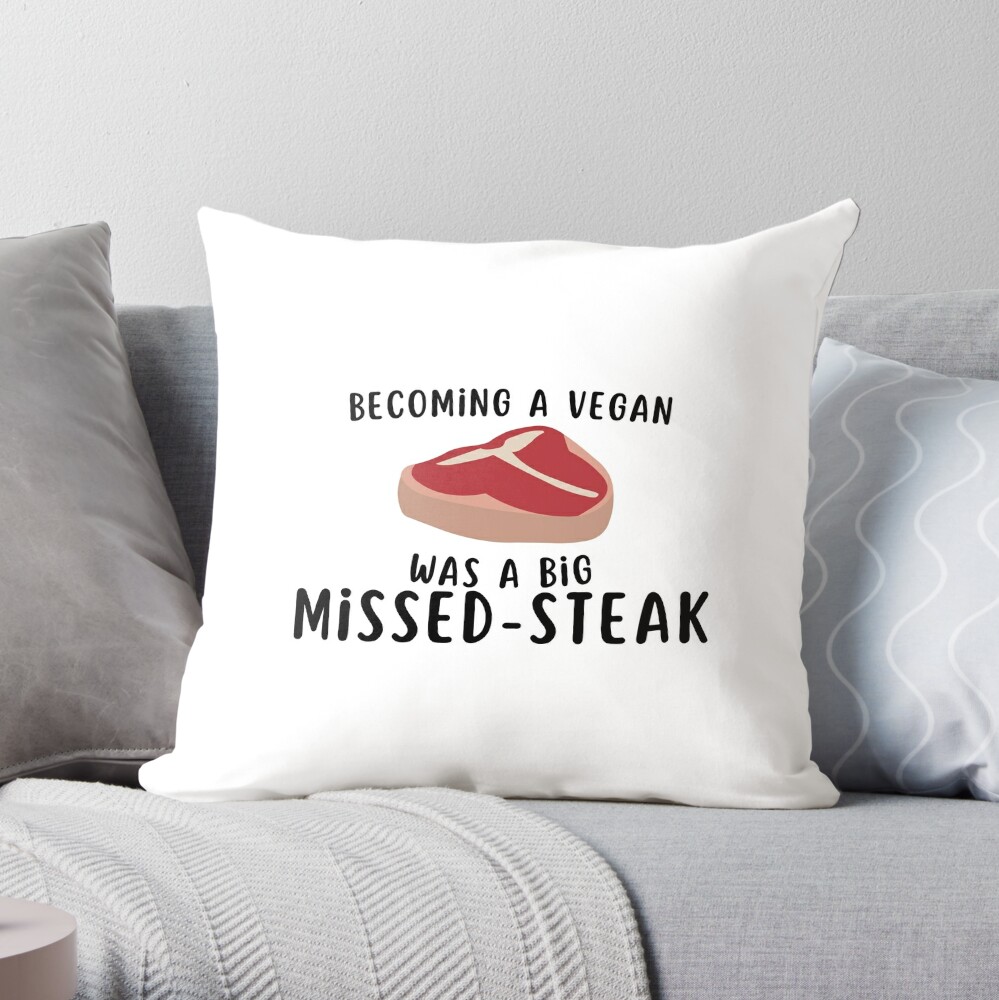 big miss steak meme transparent version Throw Pillow for Sale by