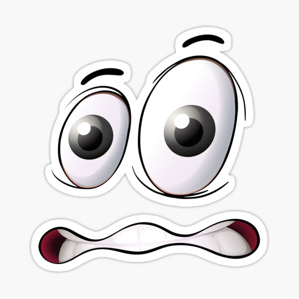 Cartoon face frightened or worry emoji, vector character scared