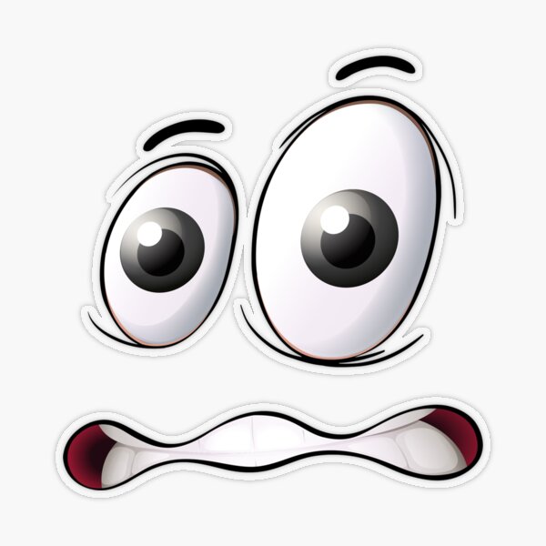 Scared Funny Face Cartoon Emoji - Funny Face - Sticker