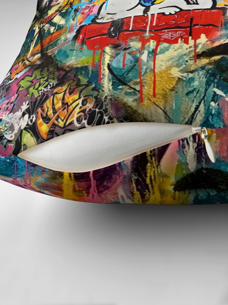 Thumbnail 2 of 4, Pillow, Banksy inspired pop art designed and sold by Helt-Sort.