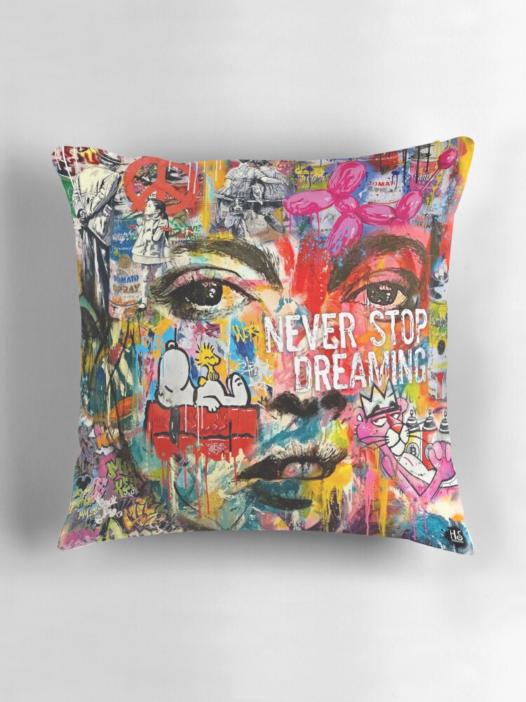 Thumbnail 3 of 4, Pillow, Banksy inspired pop art designed and sold by Helt-Sort.