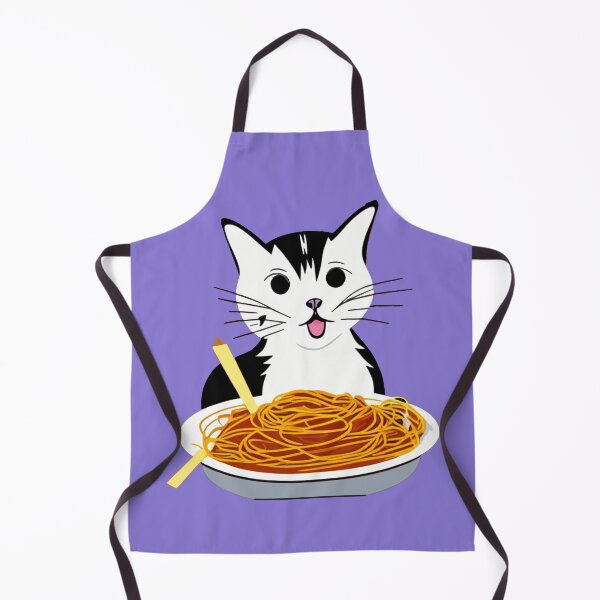 Item preview, Cute White Cat Eating Spaghetti designed and sold by Kodexstore.