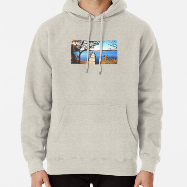 Dock Pier On Water Print Pullover Hoodie