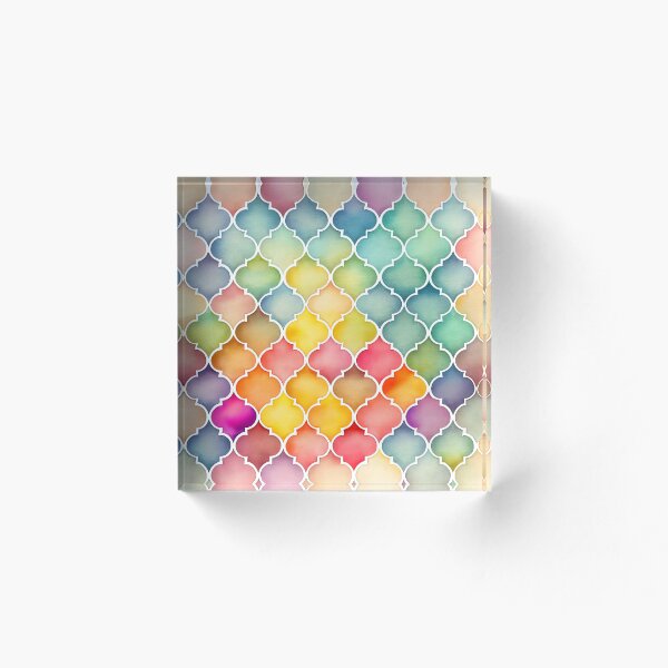 Aperçu de l'œuvre Motif aquarelle marocain arc-en-ciel apaisant créée et vendue par UltraGraphics.