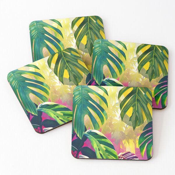 Item preview, Monstera leaves neon dream jungle landscape designed and sold by Ascooepics.