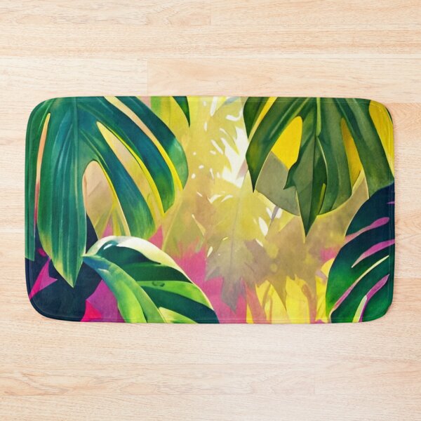 Item preview, Monstera leaves neon dream jungle landscape designed and sold by Ascooepics.