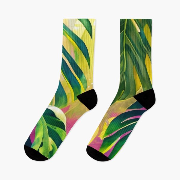 Item preview, Monstera leaves neon dream jungle landscape designed and sold by Ascooepics.