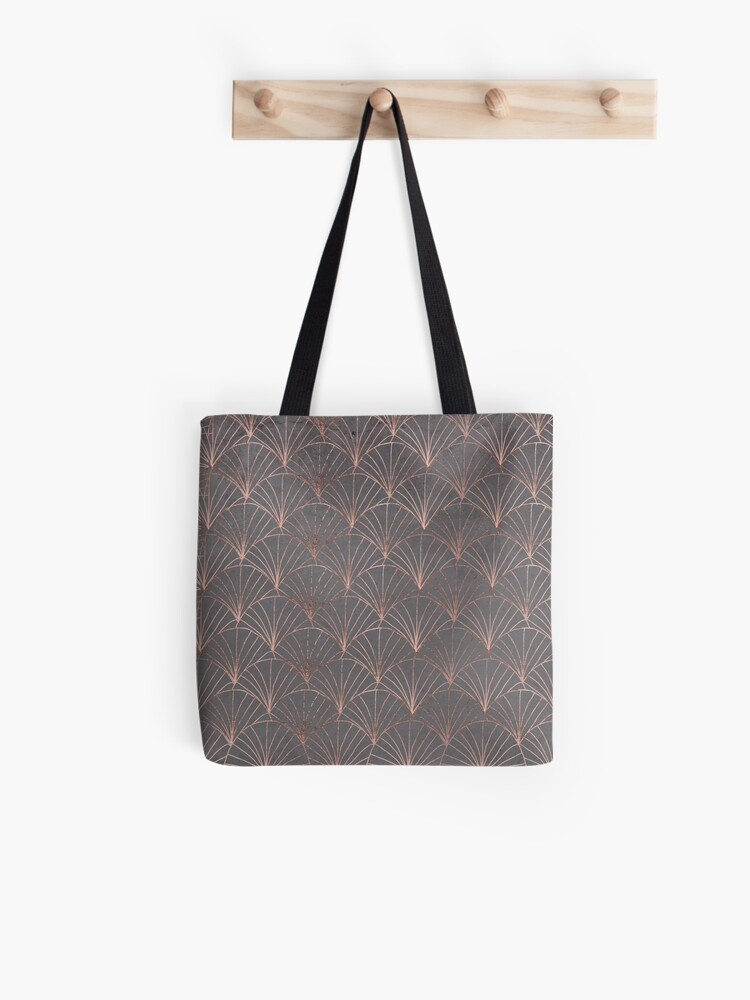 grey and rose gold bag