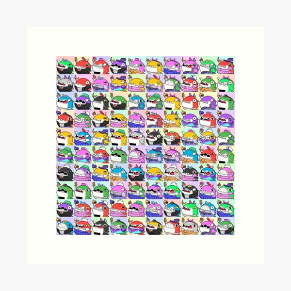 Cute Sticker Whales Pattern Art Print